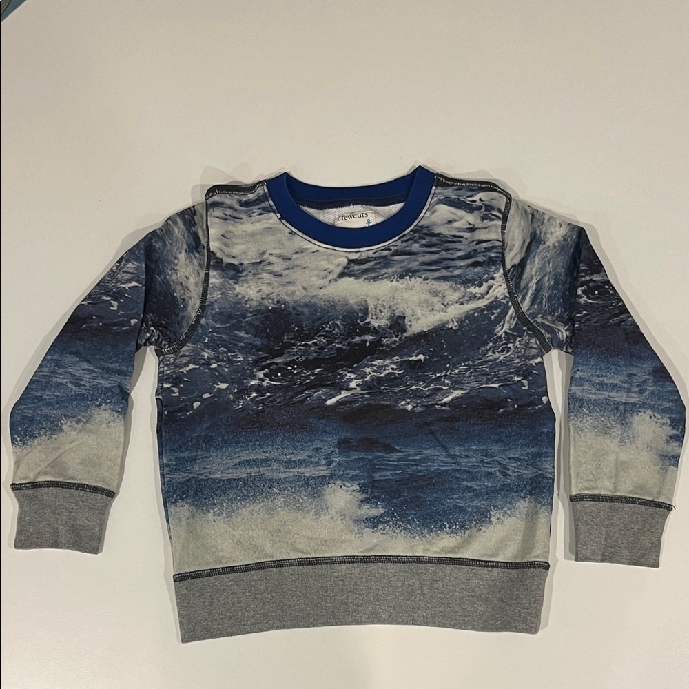 Crewcuts Blue Ocean Print Kids Sweatshirt size 6-7